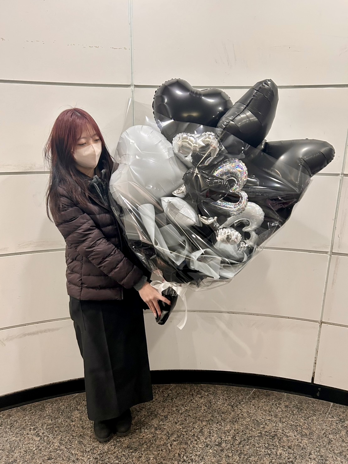 モノトーンリボンバルーンブーケ