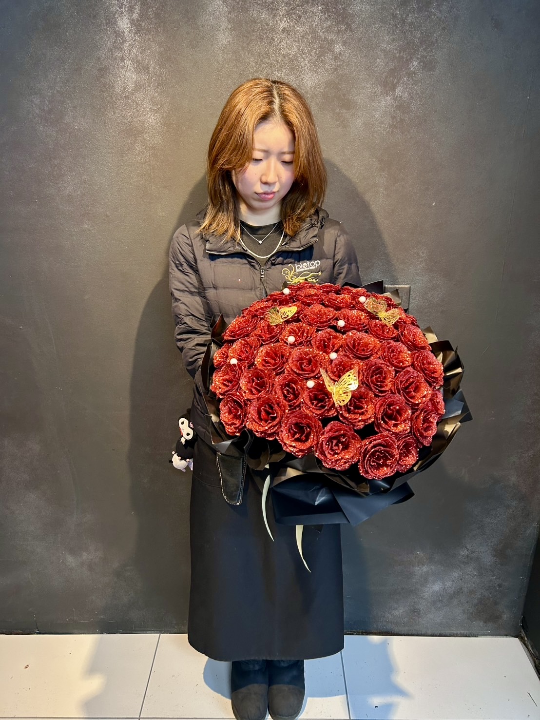 グリッターローズ 赤50本 造花