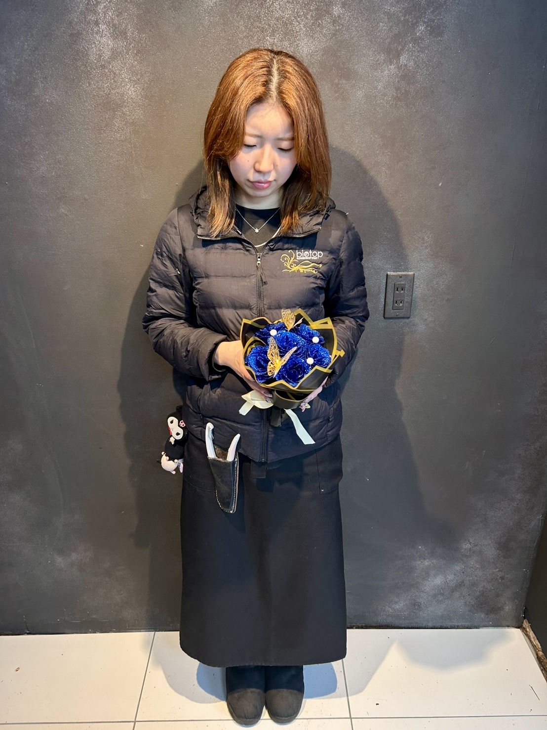 グリッターローズ 青6本 造花